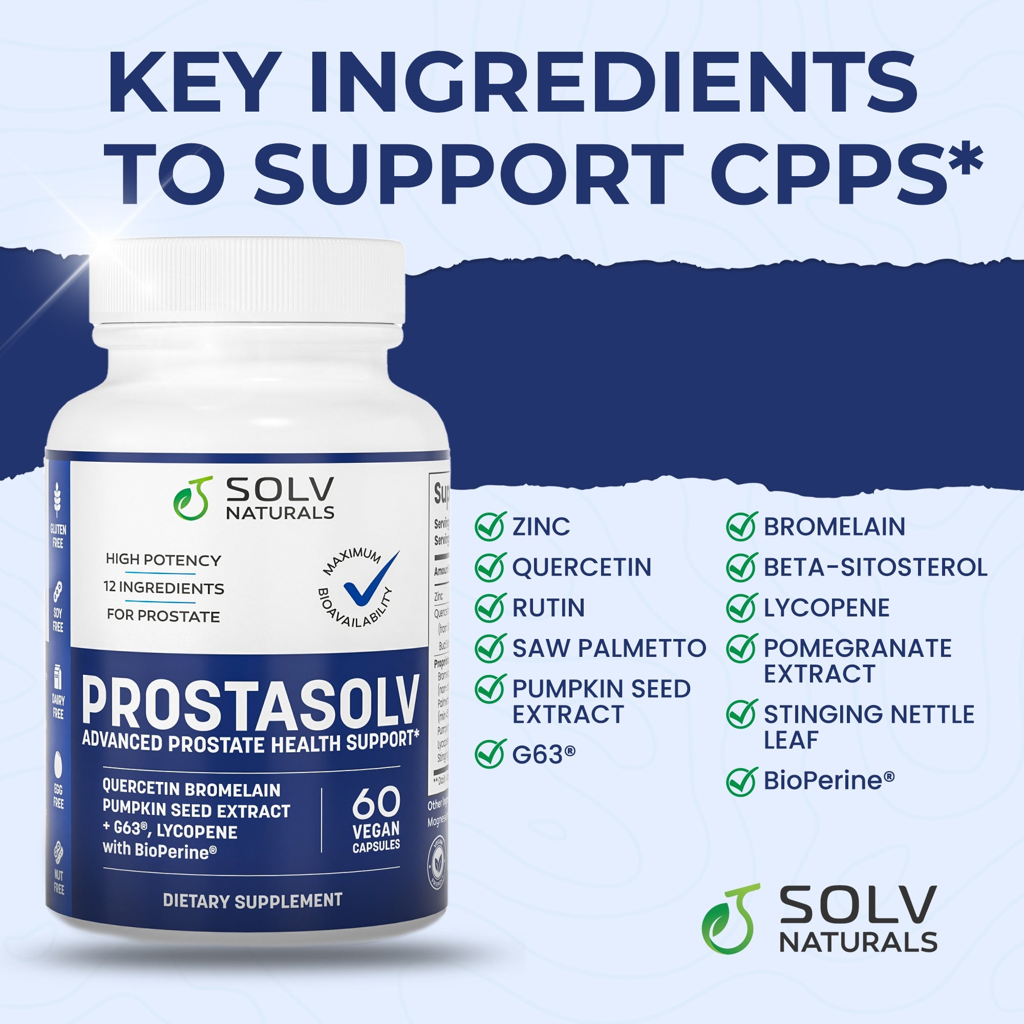 PROSTASOLV has all the key ingredients to help support CPPS*